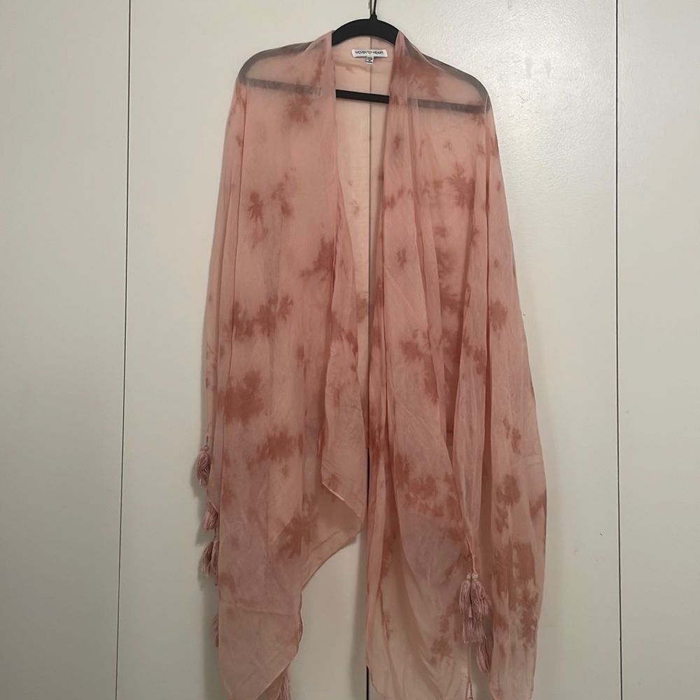 Woven Heart Pink Tie Dye Kimono